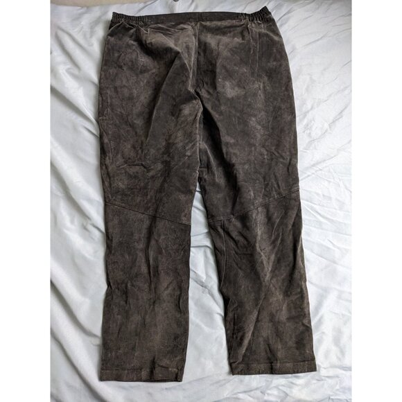 Bagatelle Pants Brown Suede 100% Leather Straight Leg Lined Womens Size 26W - Picture 6 of 12